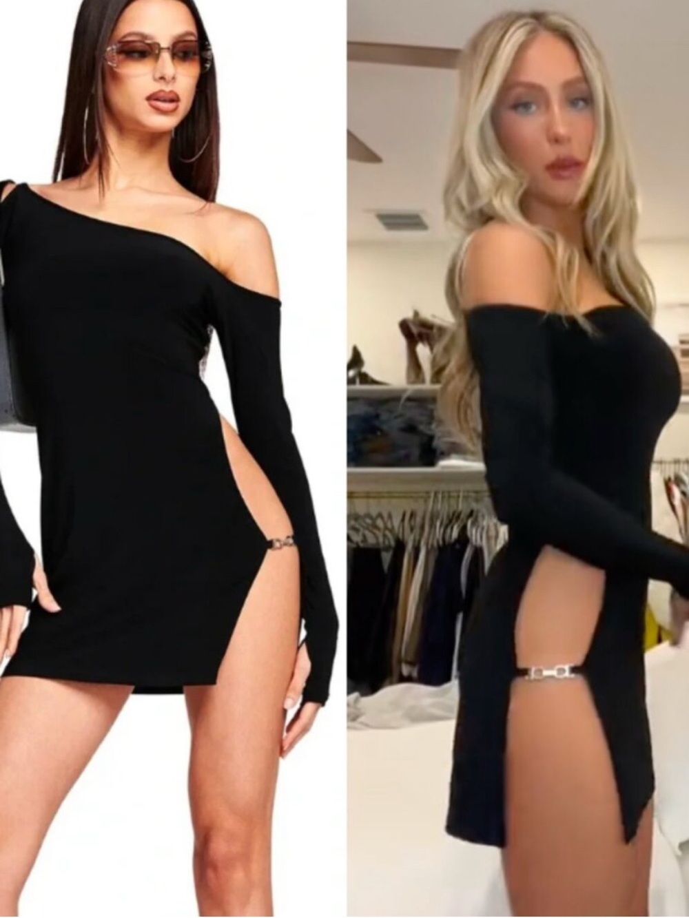 I.AM.GIA Prima Black Mini Dress Off-Shoulder with Side Cutout